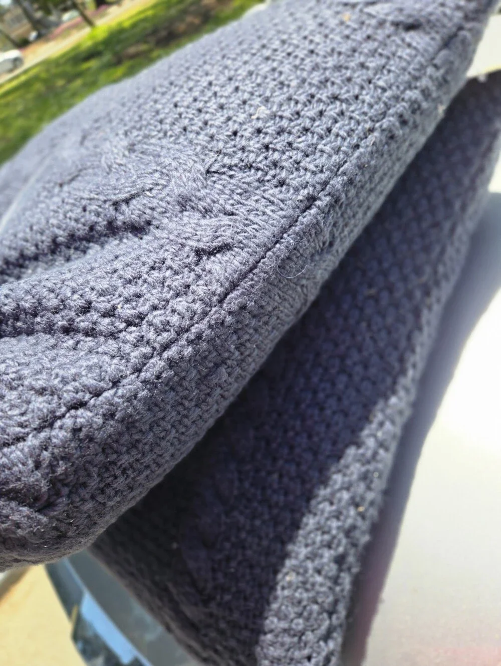 2 Handknit Navy Cable Accent Pillow Pair